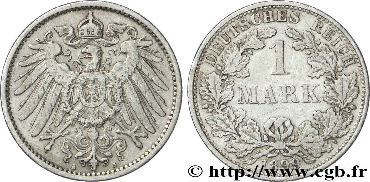 ALEMANIA 1 Mark Empire aigle impérial 2e type 1899 Berlin MBC 
