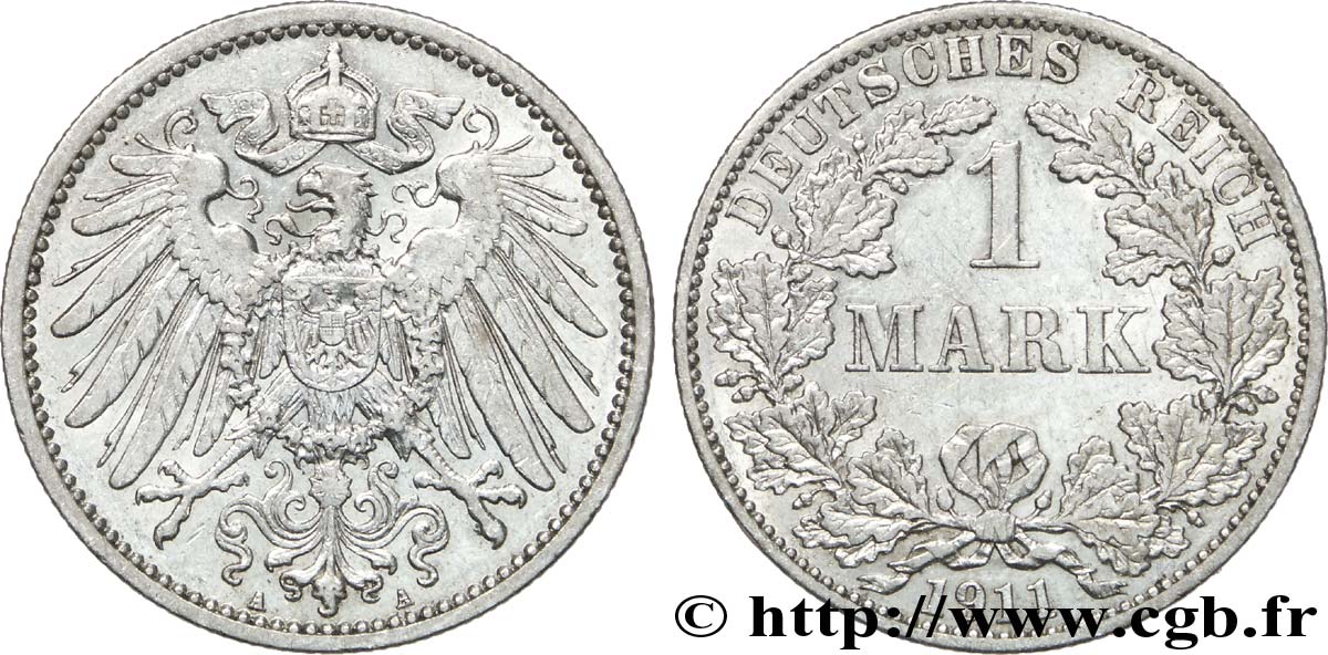 DEUTSCHLAND 1 Mark Empire aigle impérial 2e type 1911 Berlin fVZ 