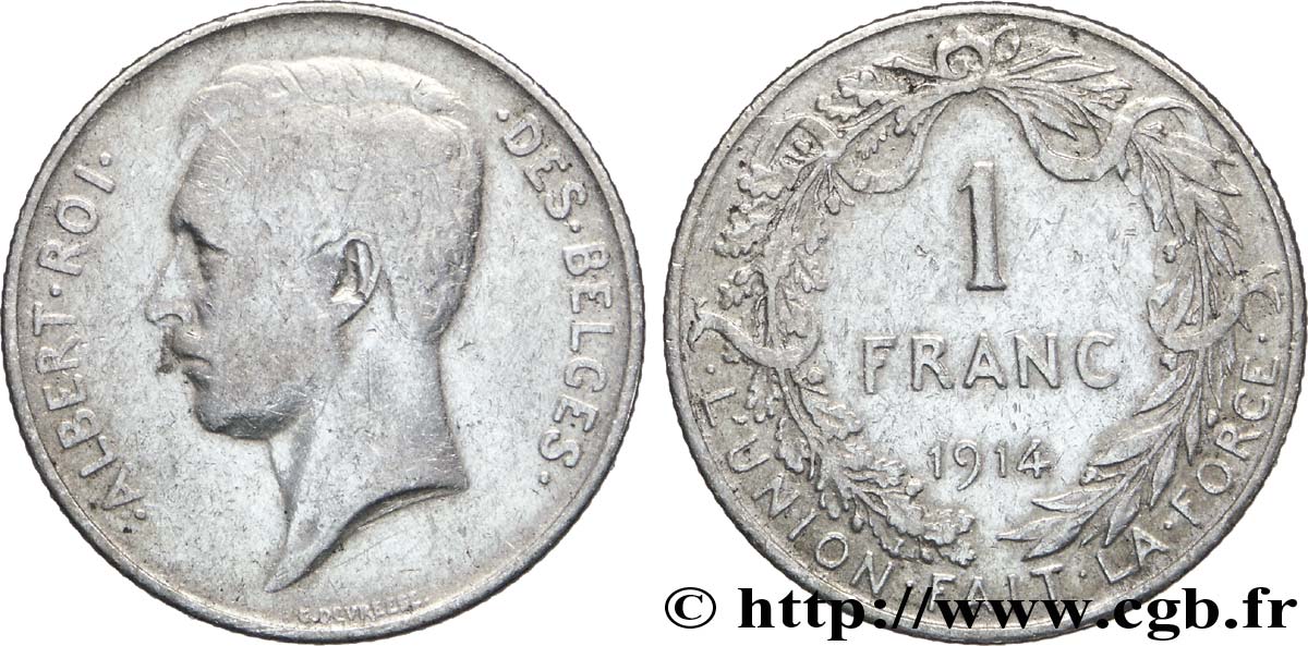 BÉLGICA 1 Franc Albert Ier légende française 1914  BC 
