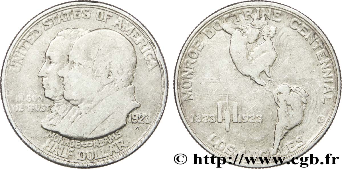 ESTADOS UNIDOS DE AMÉRICA 1/2 Dollar centenaire de la doctrine Monroe 1923 San Francisco - S BC 