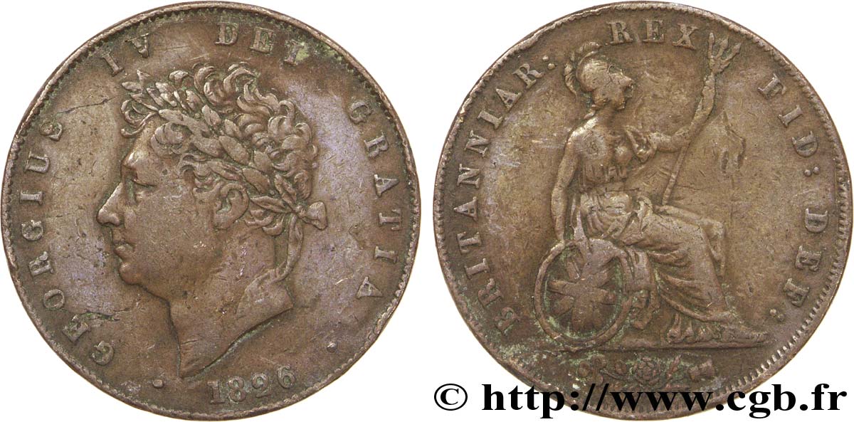 REINO UNIDO 1/2 Penny Georges IV / Britannia 1826  BC 