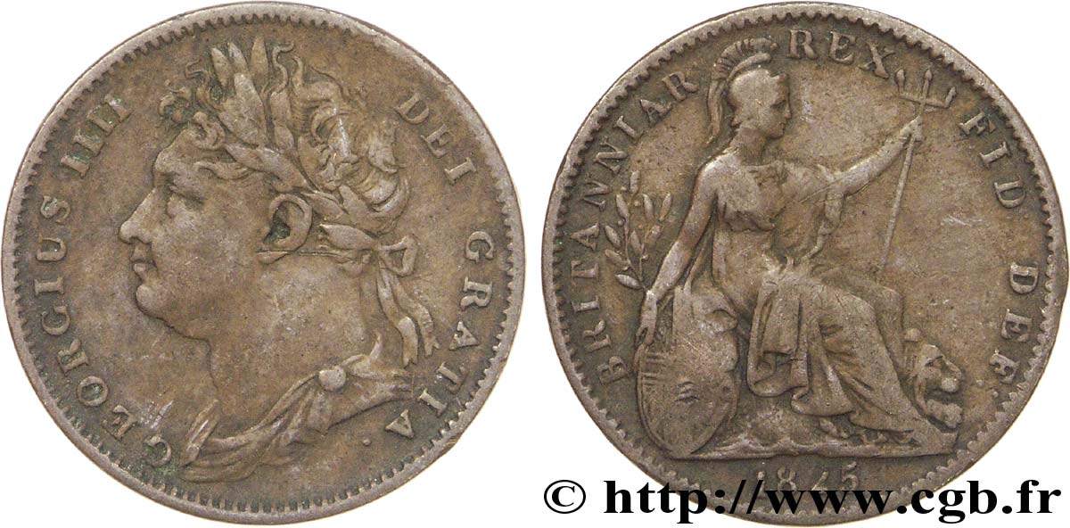 REGNO UNITO 1 Farthing Georges IV 1825  MB 