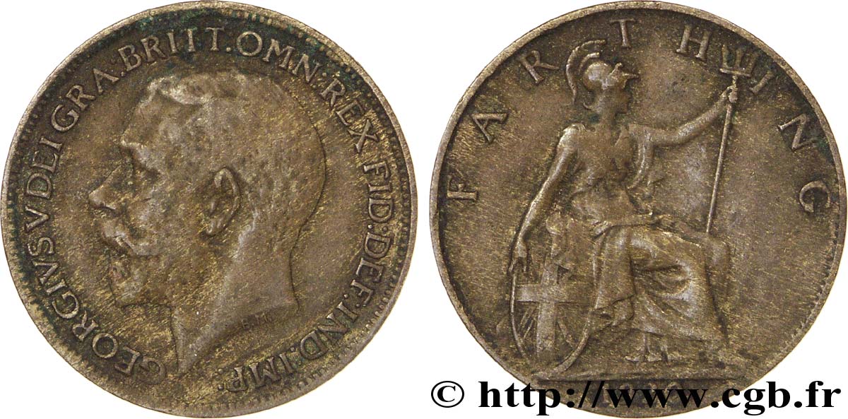 REGNO UNITO 1 Farthing Georges V 1920  MB 