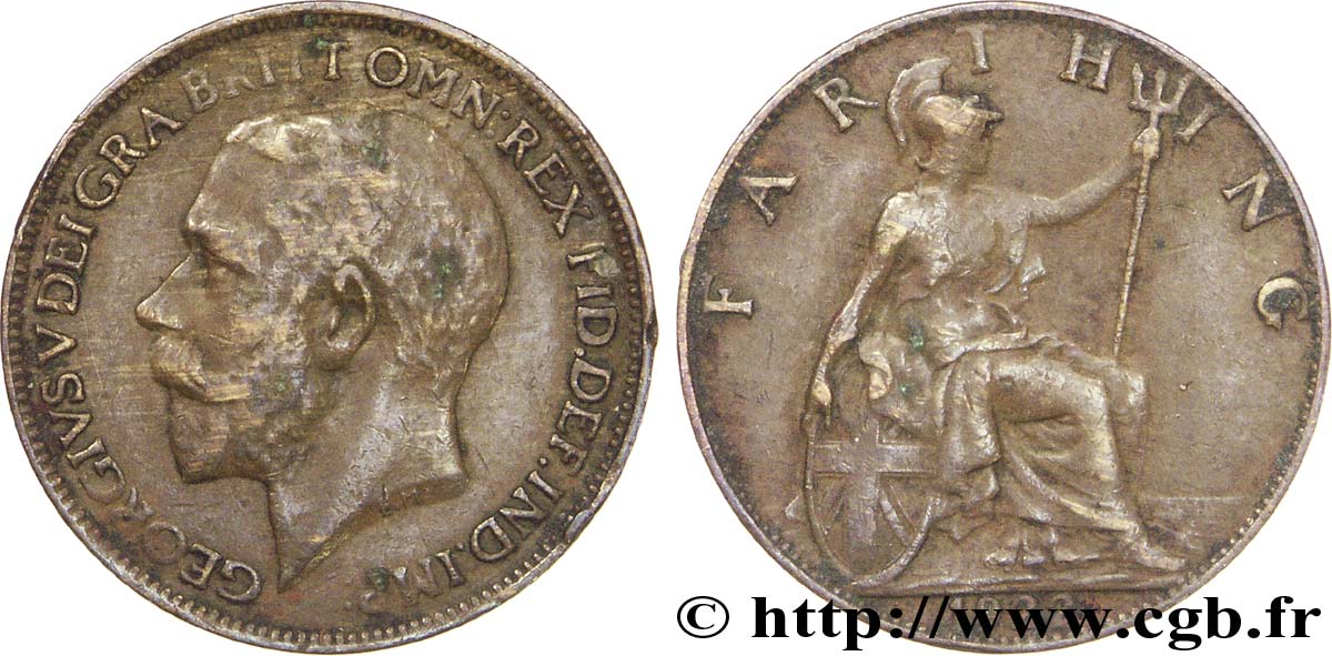 REGNO UNITO 1 Farthing Georges V 1922  MB 