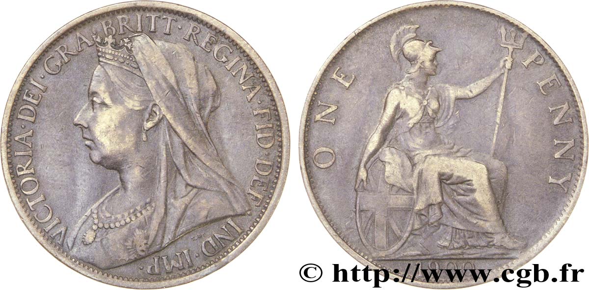 REGNO UNITO 1 Penny Victoria “Old Head” / Britannia 1900  q.BB 