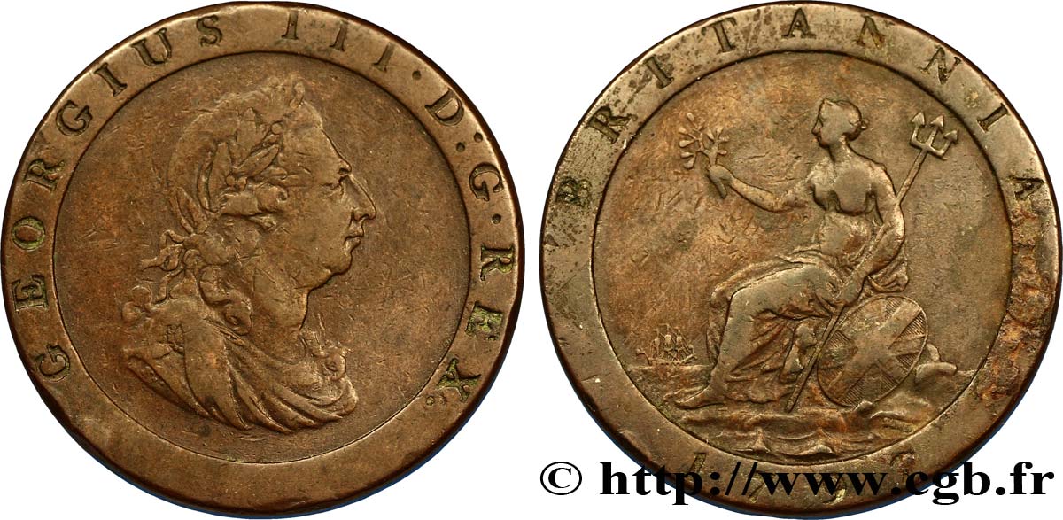 VEREINIGTEN KÖNIGREICH 1 Penny Georges III 1797 Soho SS 