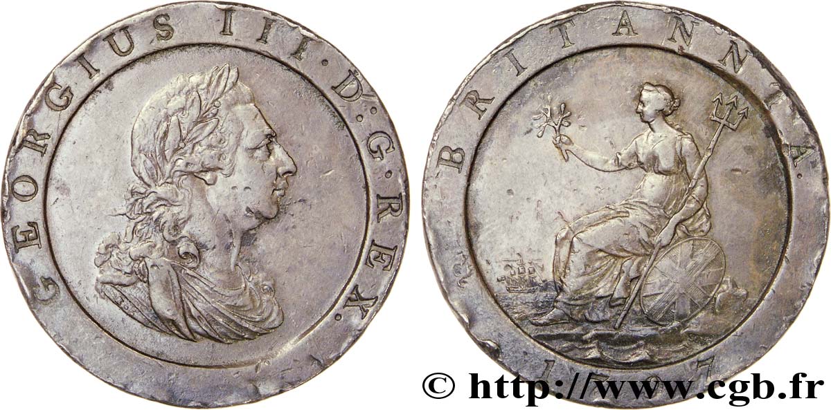 UNITED KINGDOM 1 Penny Georges III 1797 Soho XF 