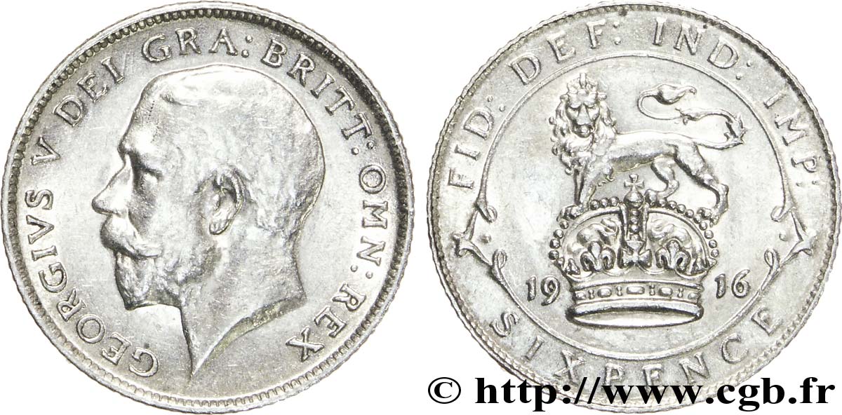 UNITED KINGDOM 6 Pence Georges V 1916  AU 