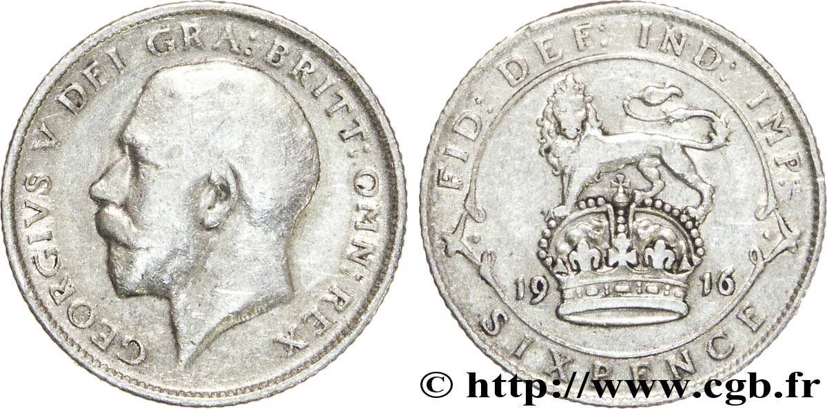 REINO UNIDO 6 Pence Georges V 1916  BC 