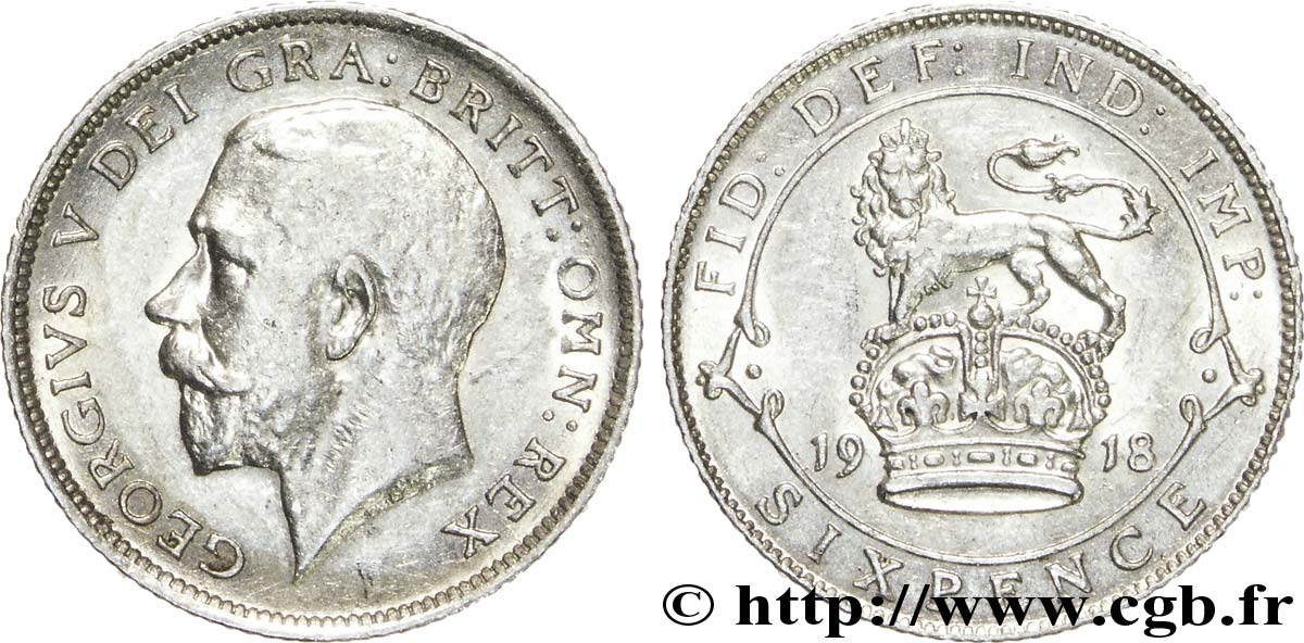 UNITED KINGDOM 6 Pence Georges V 1918  AU 