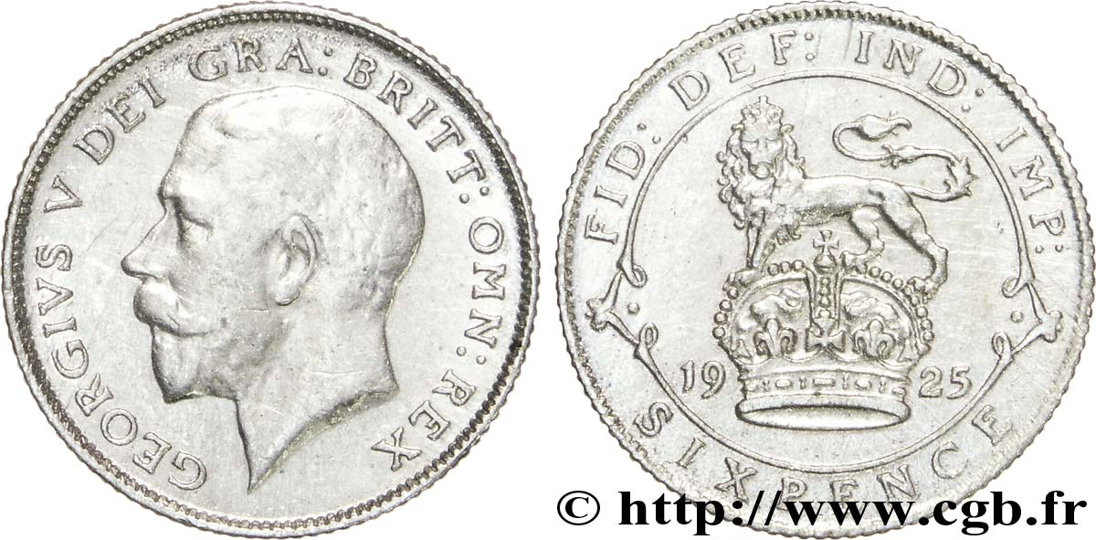 UNITED KINGDOM 6 Pence Georges V / lion surmontant une couronne 1925  XF 