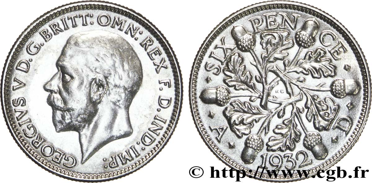 VEREINIGTEN KÖNIGREICH 6 Pence Georges V 1932  VZ 