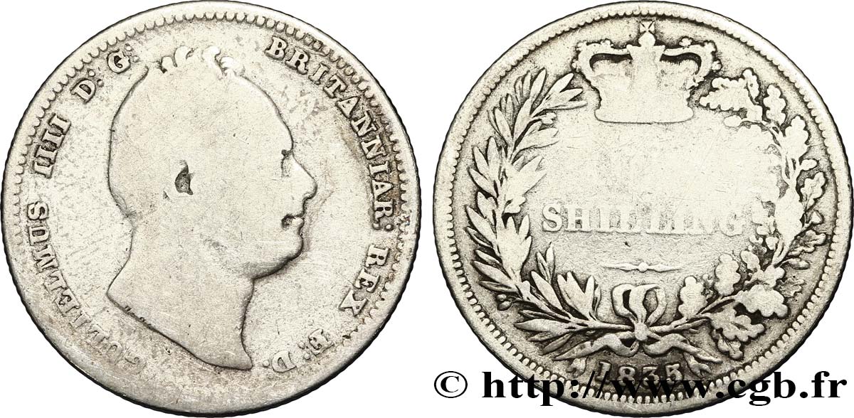 UNITED KINGDOM 1 Shilling Guillaume IV 1835  VG 