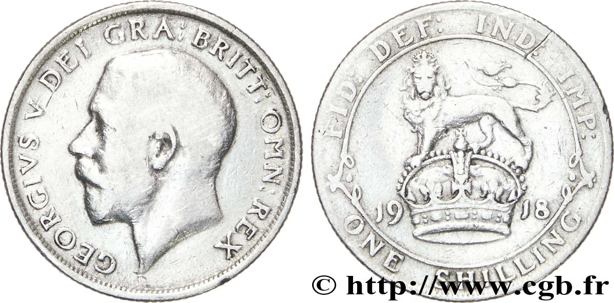 UNITED KINGDOM 1 Shilling Georges V 1918  VF 