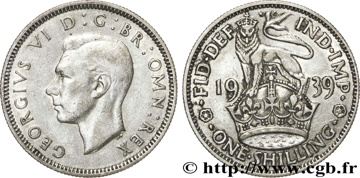 UNITED KINGDOM 1 Shilling Georges VI “England reverse” 1939  XF 