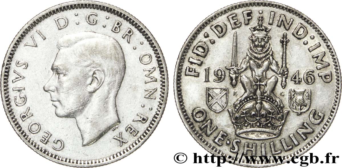 UNITED KINGDOM 1 Shilling Georges VI “Scotland reverse” 1946  VF 