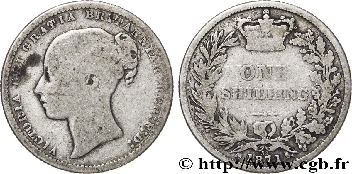 UNITED KINGDOM 1 Shilling Victoria 1871  F 