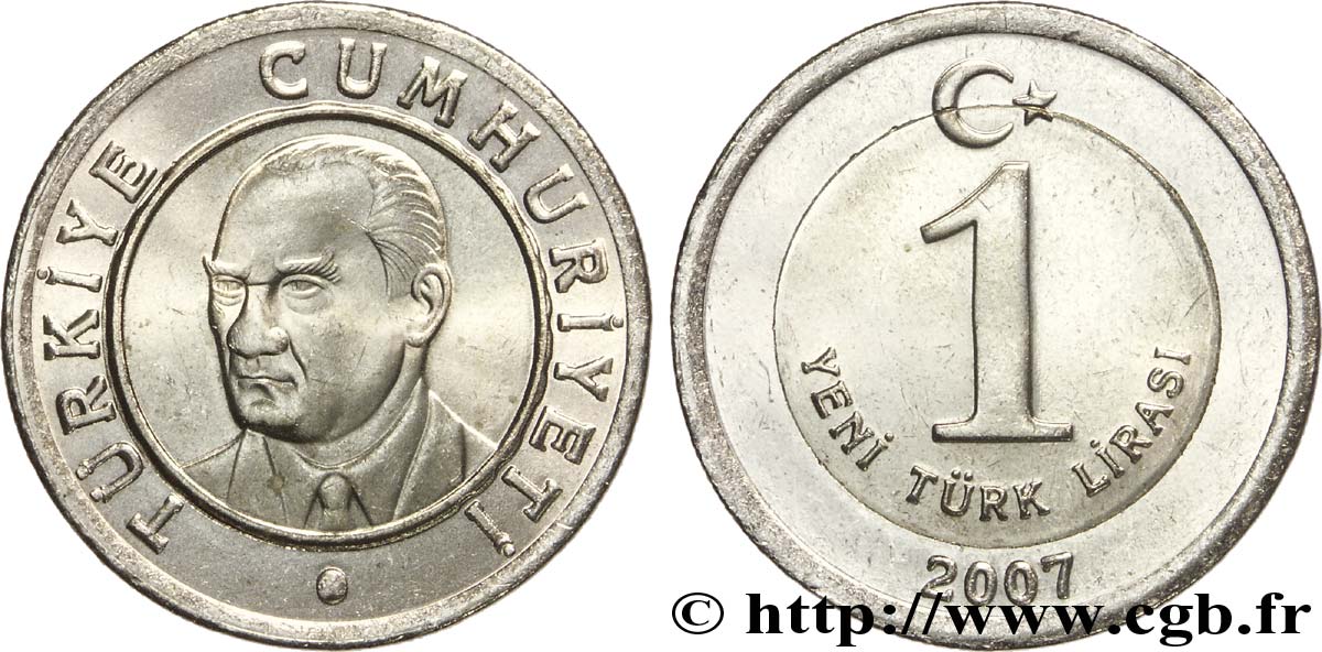 TURQUIE 1 Yeni Lira Kemal Ataturk 2007  SPL 