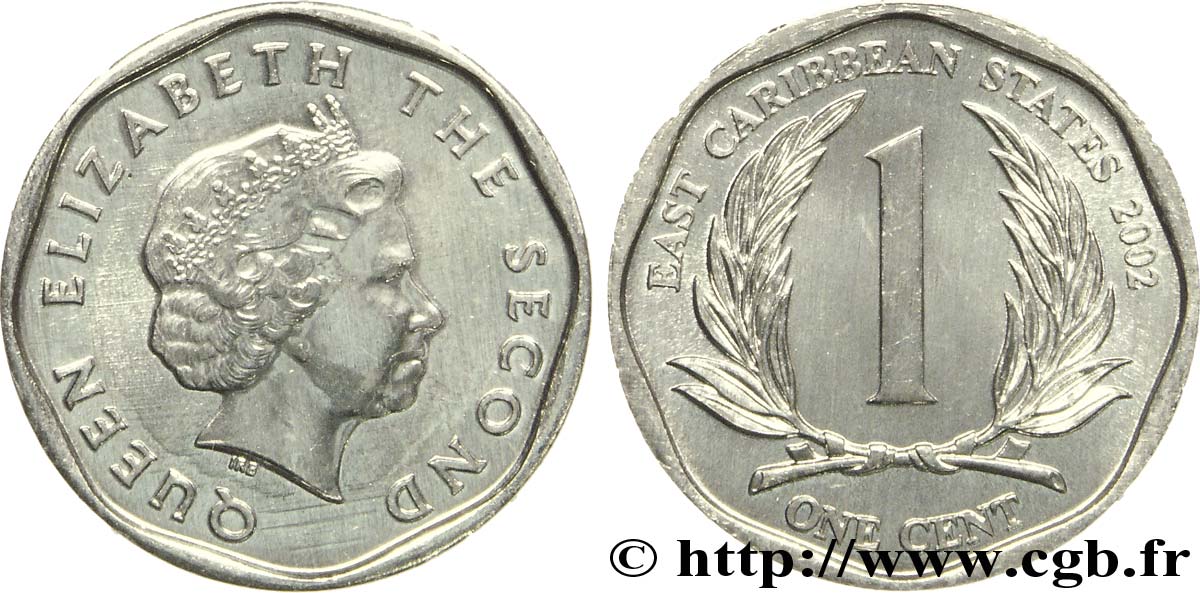EAST CARIBBEAN STATES 1 Cent Elisabeth II 2002  MS 