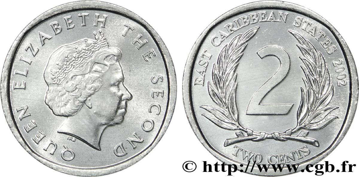 EAST CARIBBEAN STATES 2 Cents Elisabeth II 2002  MS 