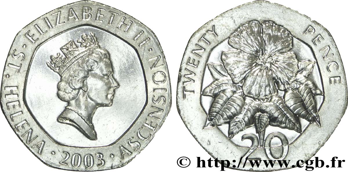 ST HELENA & ASCENSION 20 Pence Elisabeth II / lys 2003  MS 