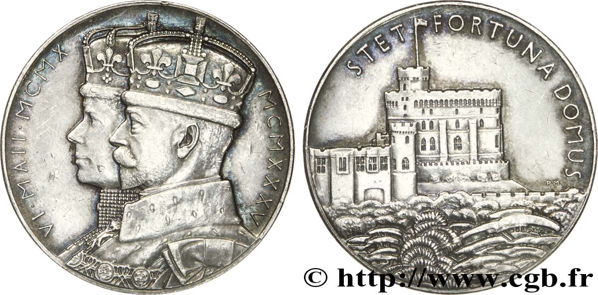 VEREINIGTEN KÖNIGREICH Médaille du jubilé d’argent roi Georges V et reine Marie / château de Windsor 1935  VZ 