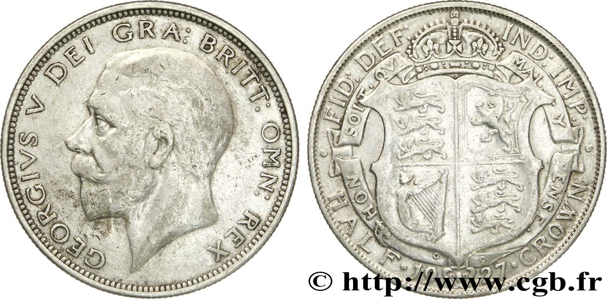 REINO UNIDO 1/2 Crown Georges V / blason 1927  BC+ 
