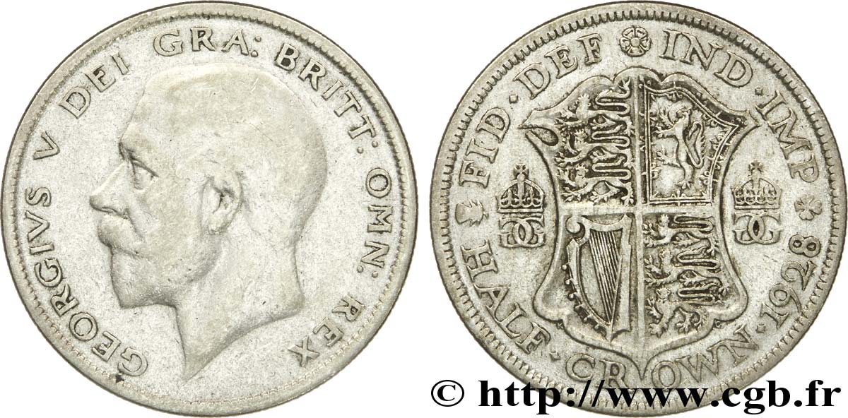 REINO UNIDO 1/2 Crown Georges V / blason 1928  BC 