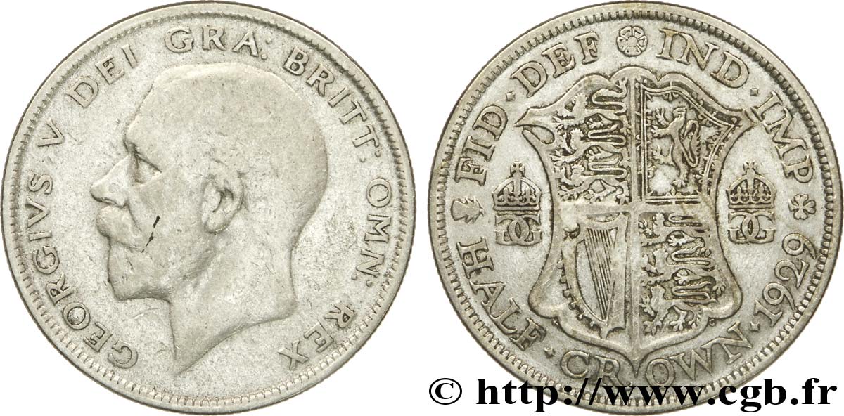 REINO UNIDO 1/2 Crown Georges V 1929  BC 