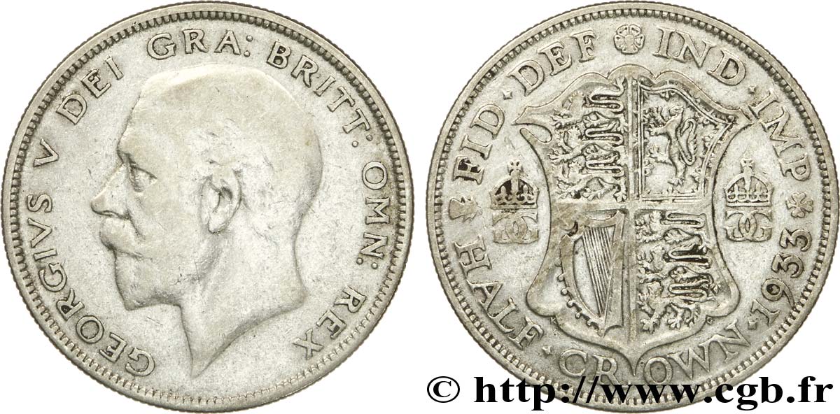REINO UNIDO 1/2 Crown Georges V 1933  BC 