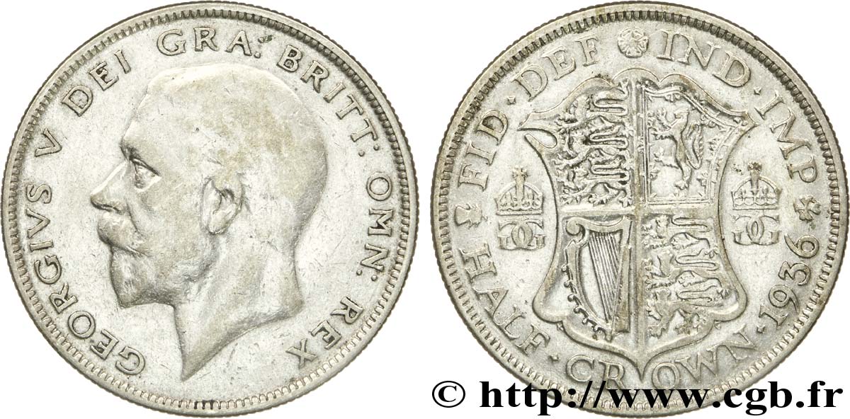 REINO UNIDO 1/2 Crown Georges V 1936  BC 