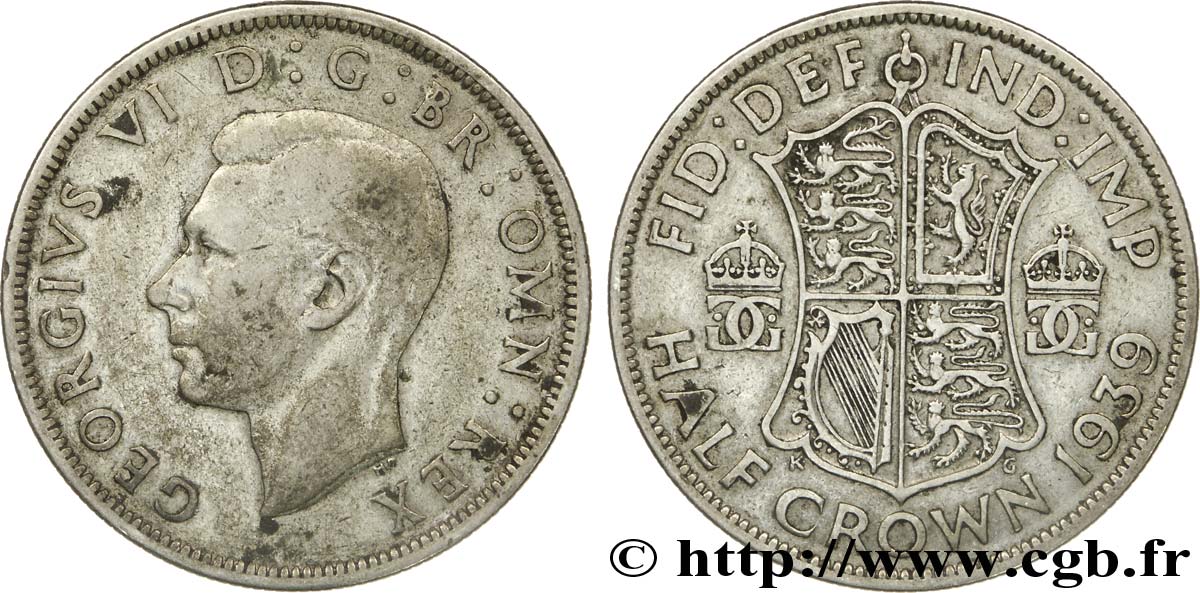 REINO UNIDO 1/2 Crown Georges VI / écu 1939  BC 