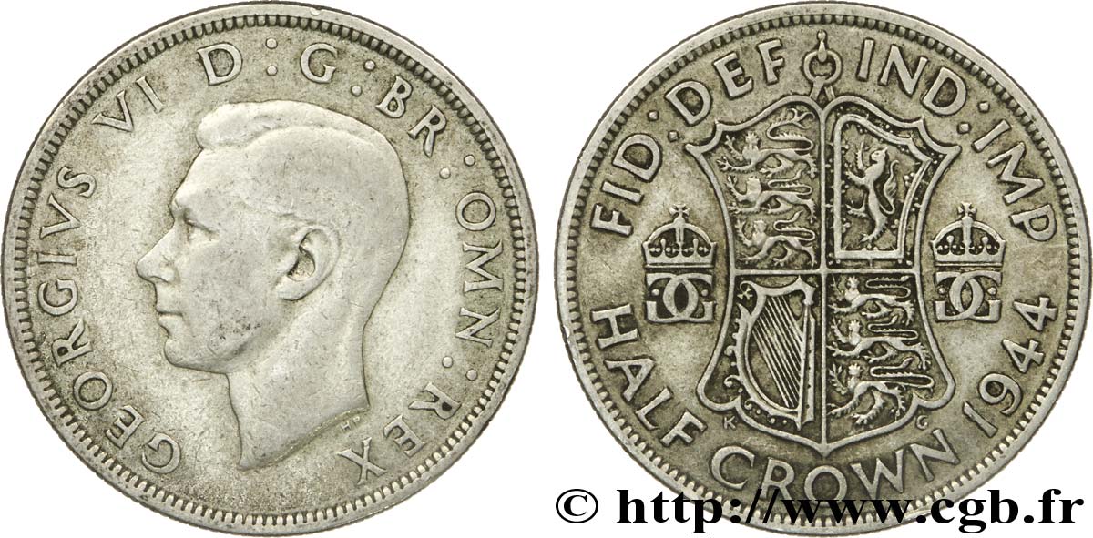REINO UNIDO 1/2 Crown Georges VI 1944  BC 
