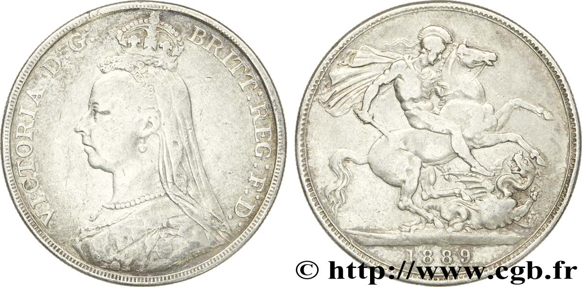 VEREINIGTEN KÖNIGREICH 1 Crown Victoria buste du jubilé / St Georges terrassant le dragon 1889  S 