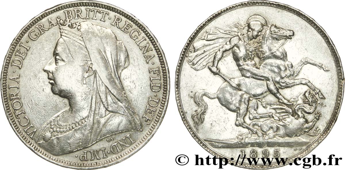 UNITED KINGDOM 1 Crown Victoria “old Head” / St Georges terrassant le dragon, an LIX 1895  XF 