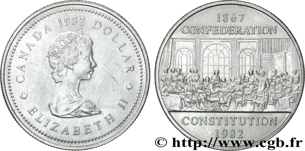 KANADA 1 Dollar Elisabeth II / 125e anniversaire de la Confédération 1982  VZ 