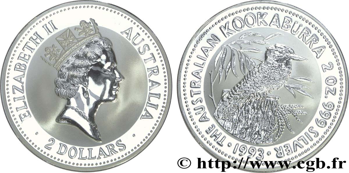 AUSTRALIEN 2 Dollars BE (Proof) Kookaburra / Elisabeth II 1993  ST 