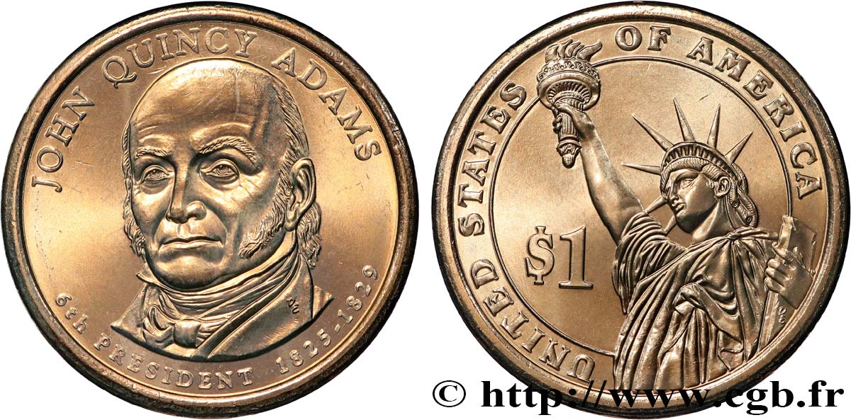 STATI UNITI D AMERICA 1 Dollar Présidentiel John Quincy Adams tranche A 2008 Denver MS 