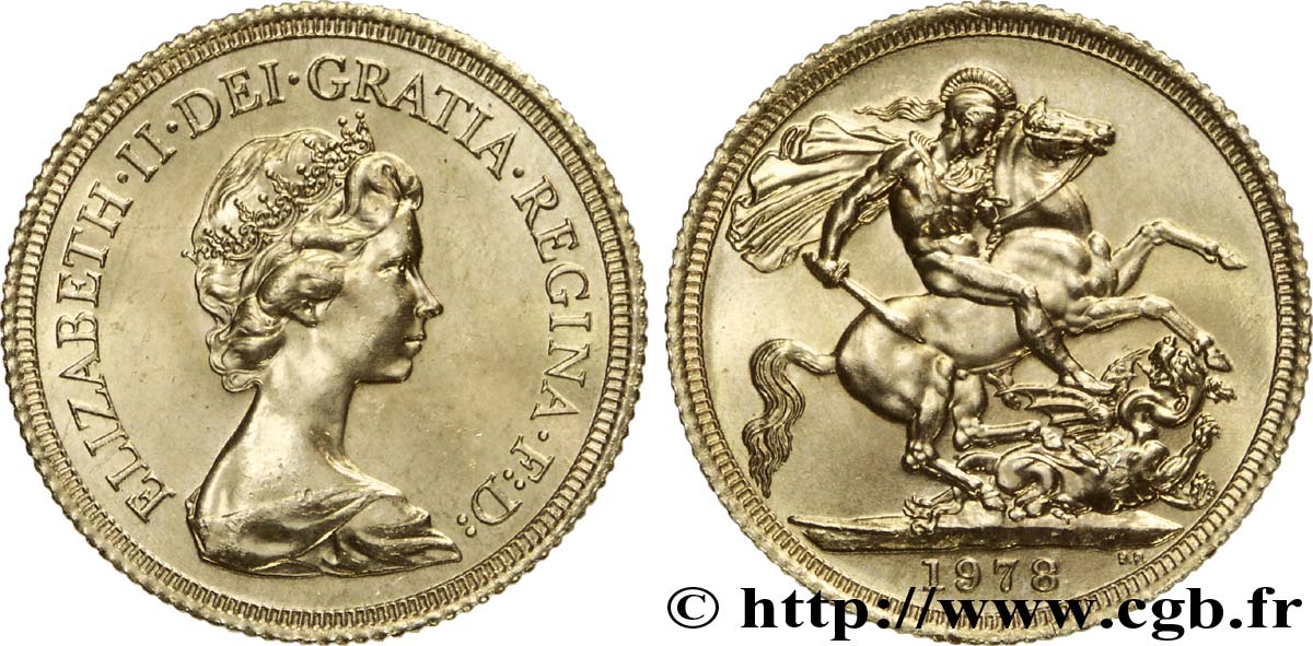 REINO UNIDO 1 Souverain Élisabeth II  / St Georges terrassant le dragon 1978 Royal Mint, Llantrisant SC 