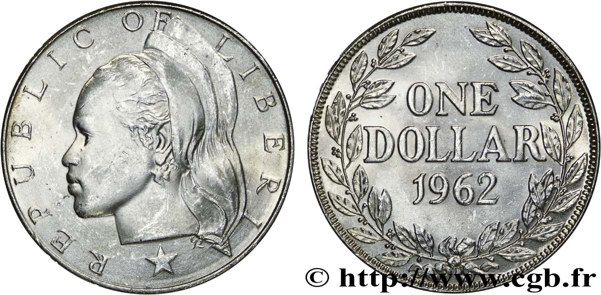 LIBERIA 1 Dollar femme africaine 1962  VZ 