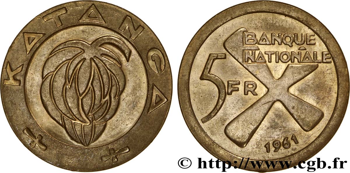 KATANGA 5 Francs 1961  VZ 