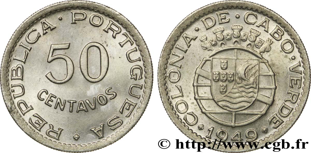 CAPE VERDE 50 Centavos monnayage colonial portugais 1949  MS 