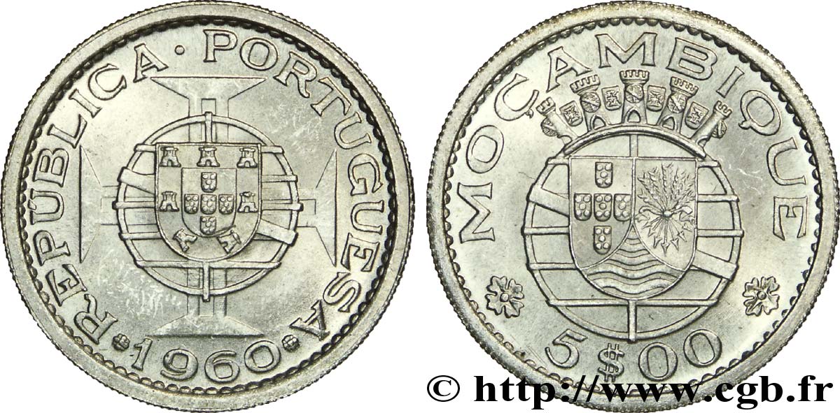 MOZAMBICO 5 Escudos colonie portugaise du Mozambique 1960  SPL 