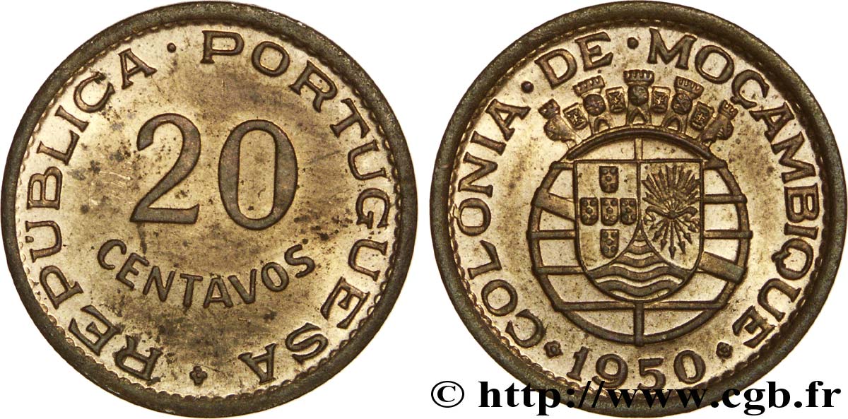MOZAMBICO 20 Centavos colonie portugaise du Mozambique 1950  SPL 