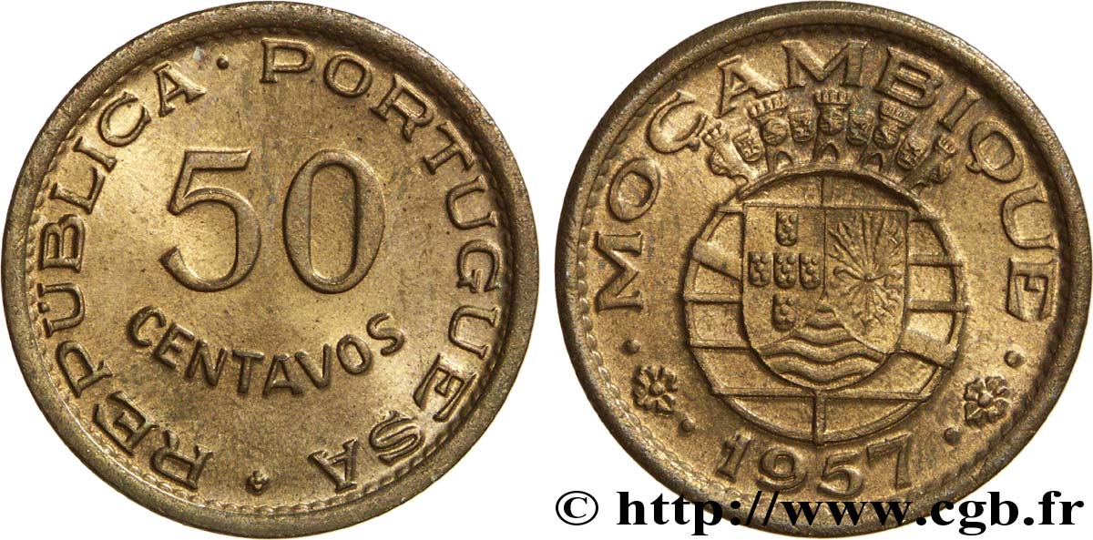 MOZAMBICO 50 Centavos colonie portugaise du Mozambique 1957  SPL 