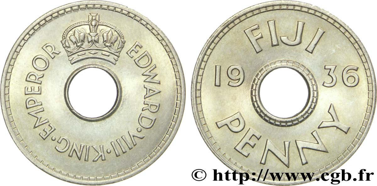FIJI 1 Penny frappe au nom du roi Edouard VIII 1936  MS 