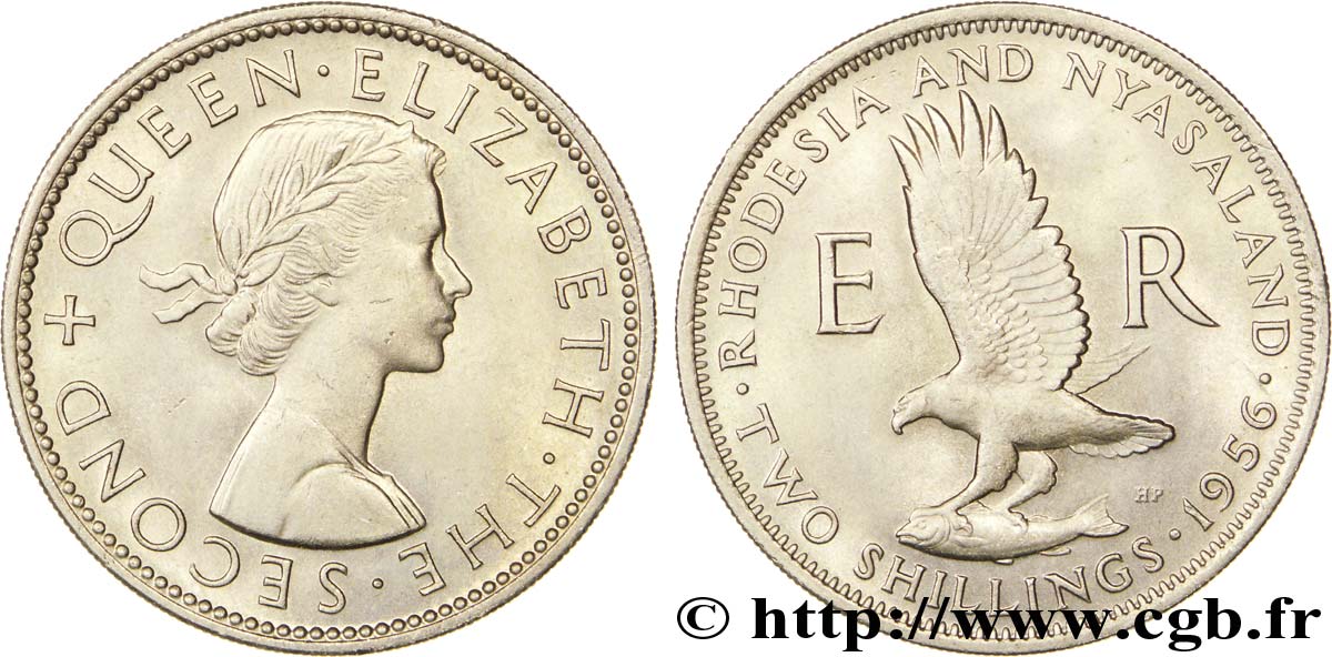 RHODESIA AND NYASALAND (Federation of) 2 Shillings Elisabeth II 1956  AU 