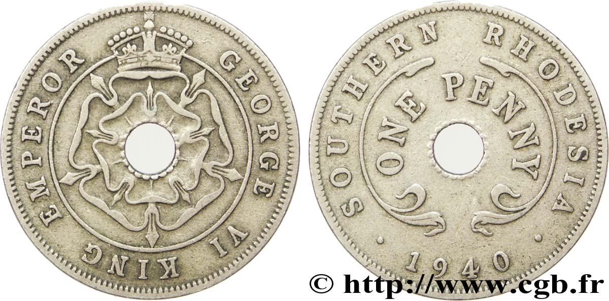 SÜDRHODESIEN 1 Penny frappe au nom de Georges VI 1940  VZ 