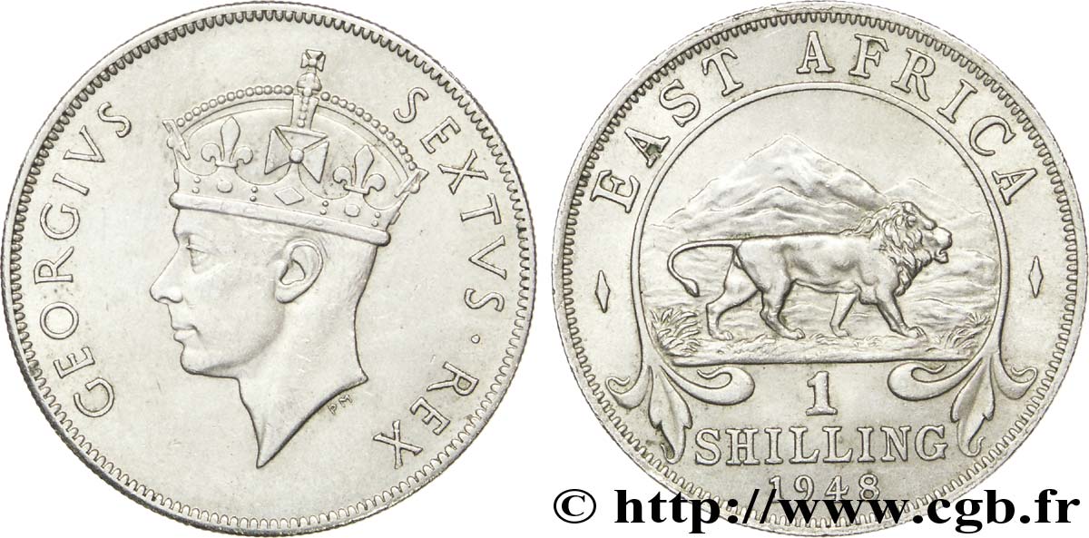 AFRICA DI L EST BRITANNICA  1 Shilling Georges VI / lion 1948  SPL 