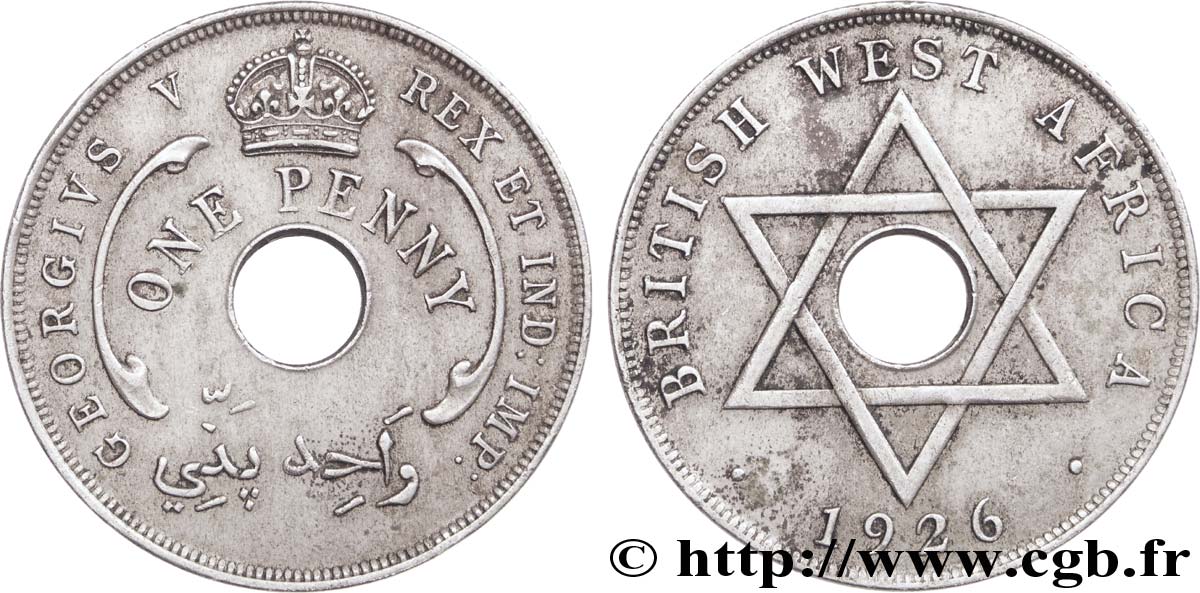 BRITISCH-WESTAFRIKA 1 Penny frappe au nom de Georges V 1926  VZ 